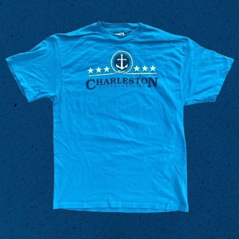 Vintage single stitch t shirt Charleston South Carolina Hanes blue men’s L